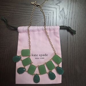 kate spade Gold-Tone Necklace with Green Gemstones And Dust Bag